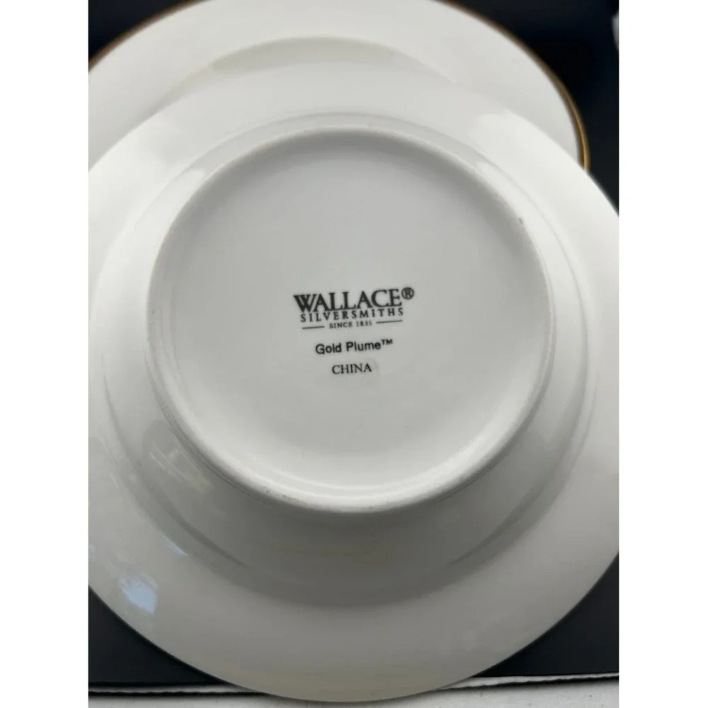 Wallace‎ Silversmiths Gold Plume China Rim Soup Bowls Set of 4